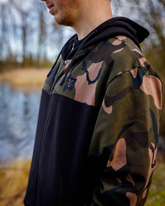 Mikina Fox LW Black/Camo Split Zip Hoody