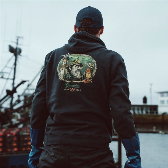 Mikina Grundéns Dark Seas X Grundens Watchman Hoodie Crna
