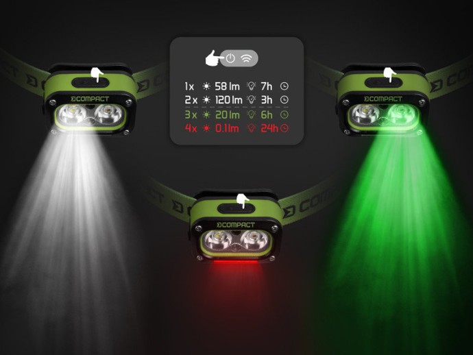 Naglavna svjetiljka Delphin Compact 3W/120lm/1200mAh