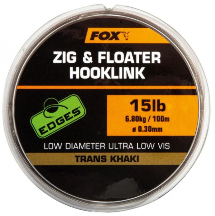 Najlon Fox Edges Zig & Floater Hooklink Trans Khaki 100m