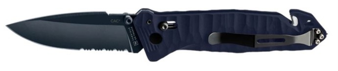 Nôž CAC S200 French Army Knife Blue Blade Textured PA6 Blue Handle - Fork Pointed Tip