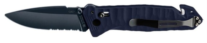 Nôž CAC S200 French Army Knife Blue Blade Textured PA6 Blue Handle - Fork  Rounded Tip
