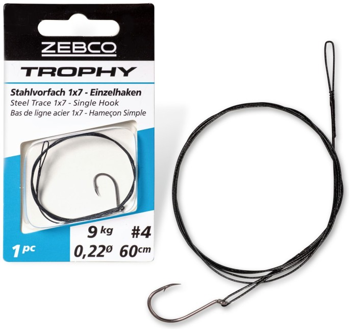 Ocelový Návazec Zebco Trophy Steel Trace 1x7 - Single Hook