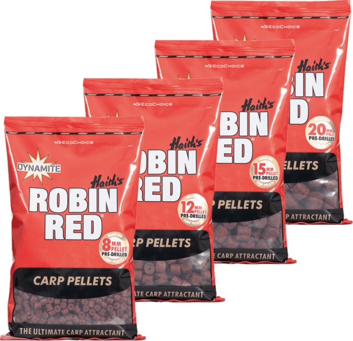 Pelety Dynamite Baits Robin Red Carp Predvŕtané 900gr