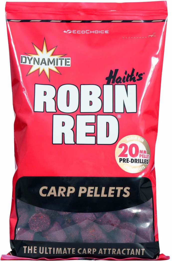 Pelety Dynamite Baits Robin Red Carp Predvŕtané 900gr