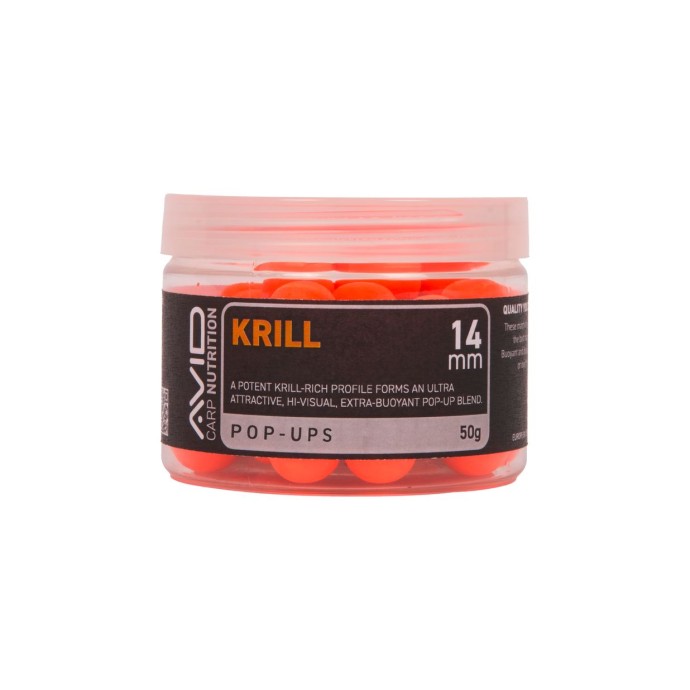 Plávajúce Boilies Avid Carp 14mm 50g Krill Pop-Up (Orange)