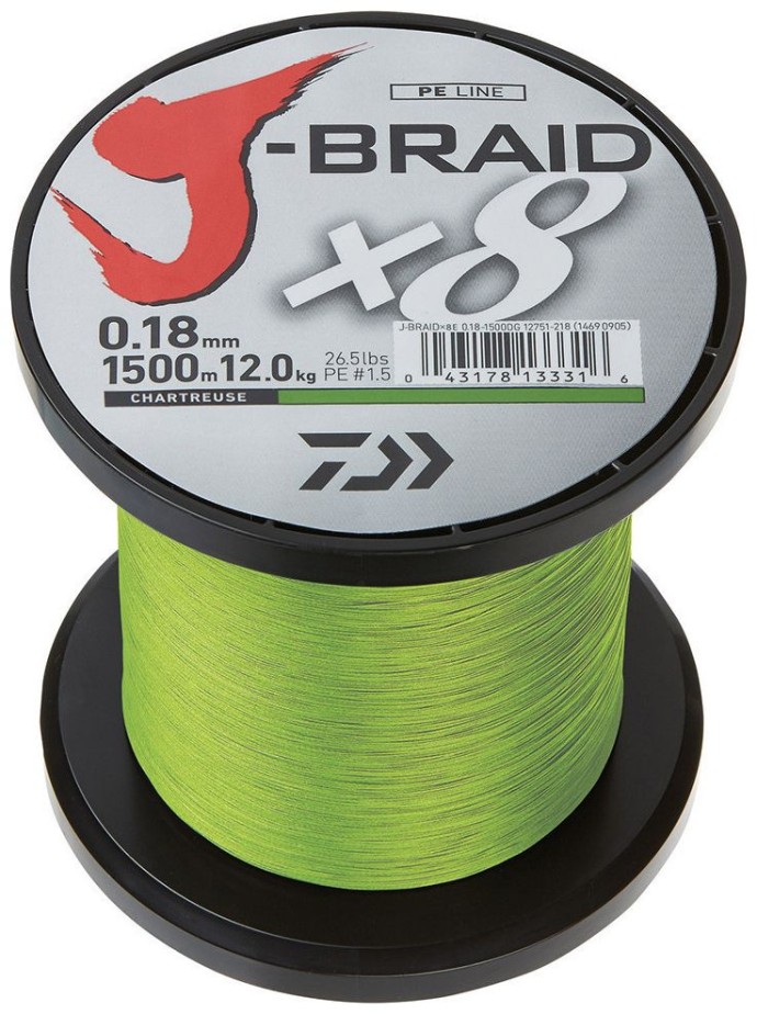 Pletená Šňůra Daiwa J-Braid X8 1500m Chartreuse