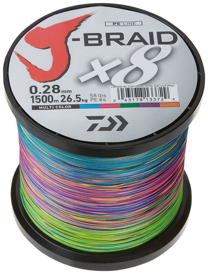 Pletená Šňůra Daiwa J-Braid X8 Multi-Color 1500m