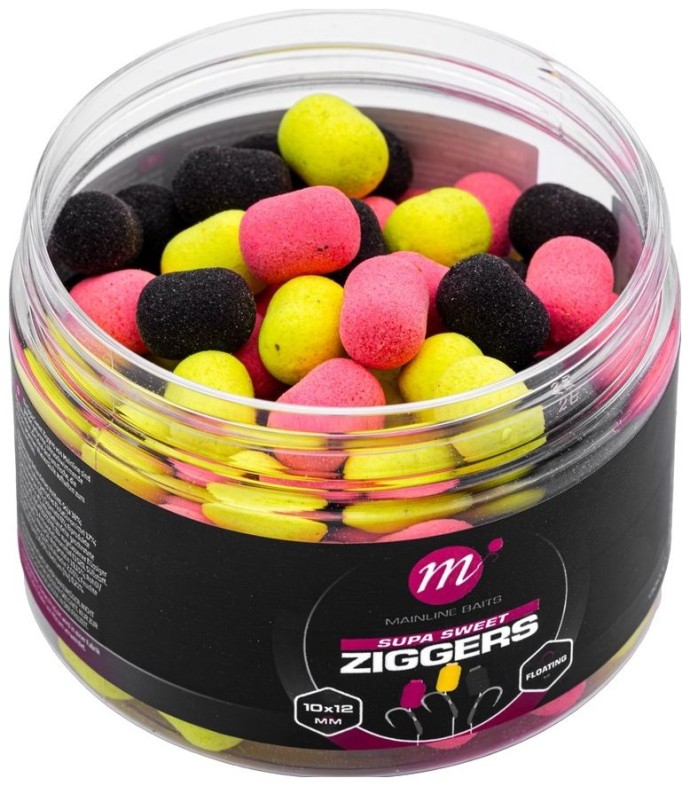 Plovoucí Boilie Mainline Supa Sweet Ziggers - Pink, Yellow, Black
