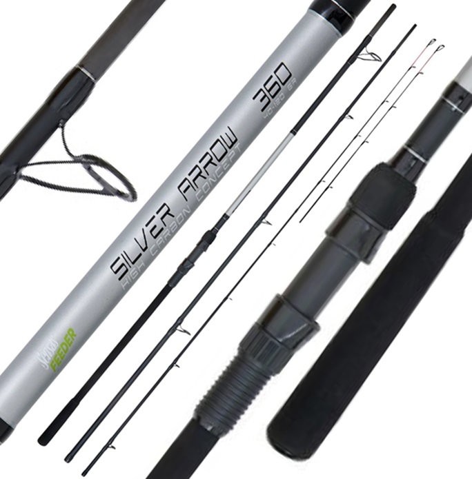 Prut Sensas Sliver Arrow Feeder 3,6m 30-80gr + Naviják Distance Feeder