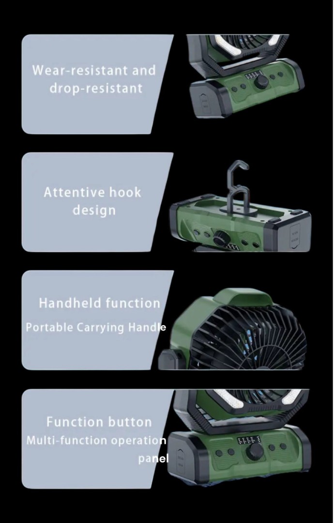 Punjivi ventilator Holdcarp Rechargeable DoubleMotor Fan