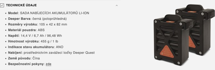 Rezervna Li-Ion baterija Deeper za brodove za prihranu