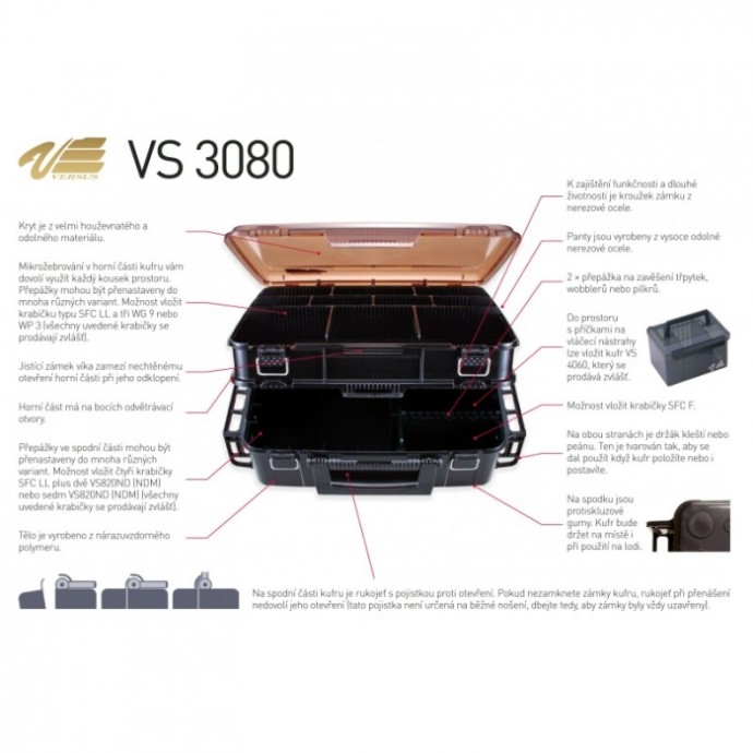 Ribolovni kofer Versus VS 3080 Crveni 480x356x186mm