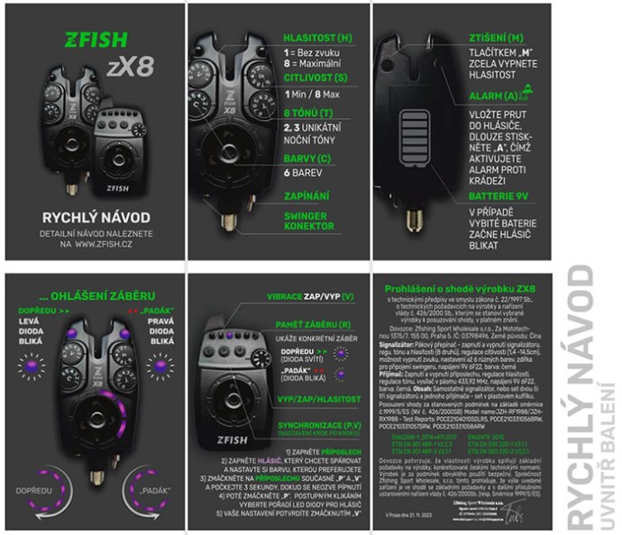 Set indikatora Zfish Bite Alarm Set ZX8 4+1