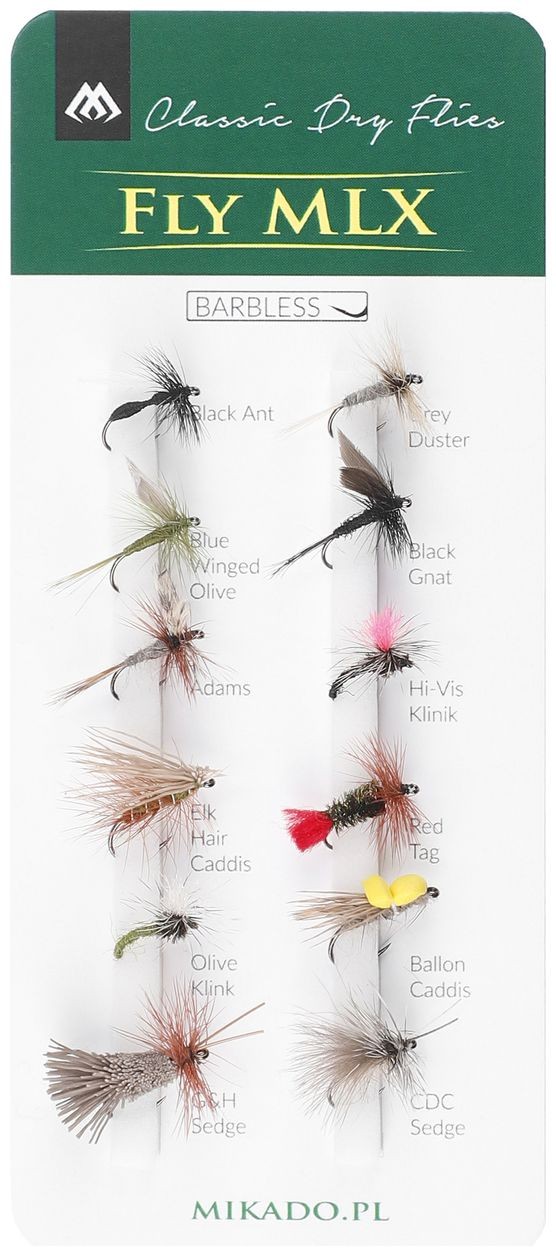 Set muha Mikado Dry Flies Barbless