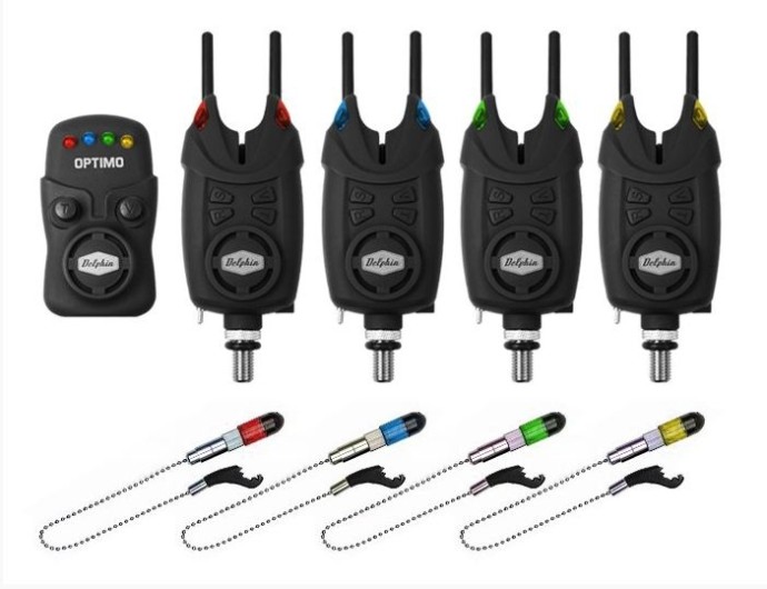 Set Signalizatora 4+1 Delphin OPTIMO 9V + 4x Indikator + 4x Snag Gear