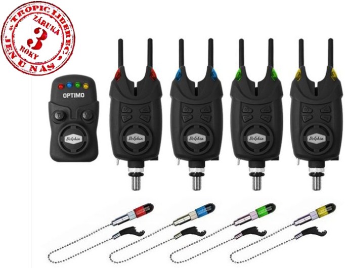 Set Signalizatora 4+1 Delphin OPTIMO 9V + 4x Indikator + 4x Snag Gear