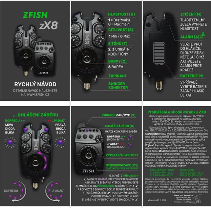 Set signalizatora Zfish Bite Alarm Set ZX8 2+1