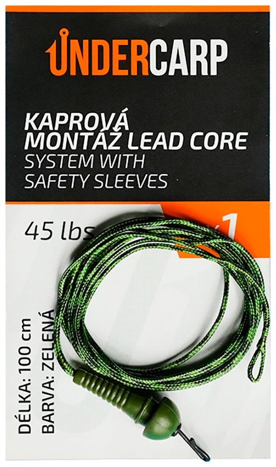 Sistem UnderCarp Lead Core System With Safety Sleeves 45lb 100cm zelena