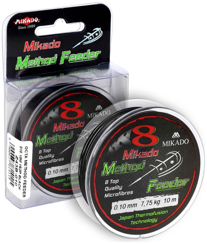 Spletaná Šnúra Mikado Octa Method Feeder 0,14mm/10,15kg/10m Čierna