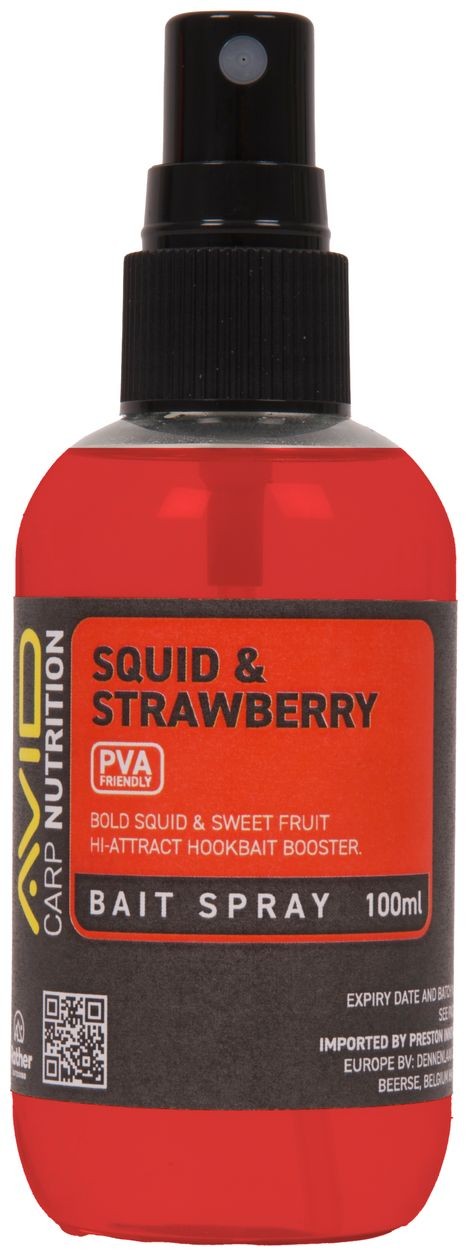 Sprej na Nástrahy Avid Squid & Strawberry Bait Spray 100ml