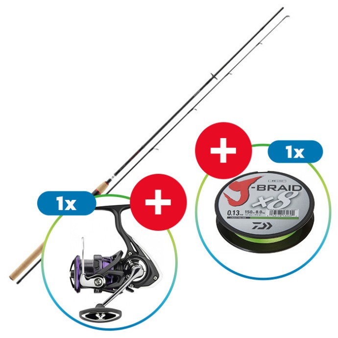 Štap Daiwa Ninja X Jiggerspin 2,40m 7-28gr + Rola Prorex X LT + Šňůra J-Braid 8