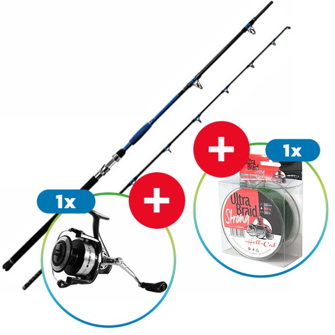 Štap Delphin Hazard 3,10m 500gr + Rola Mamut + Pletena Šnura Hell-Cat