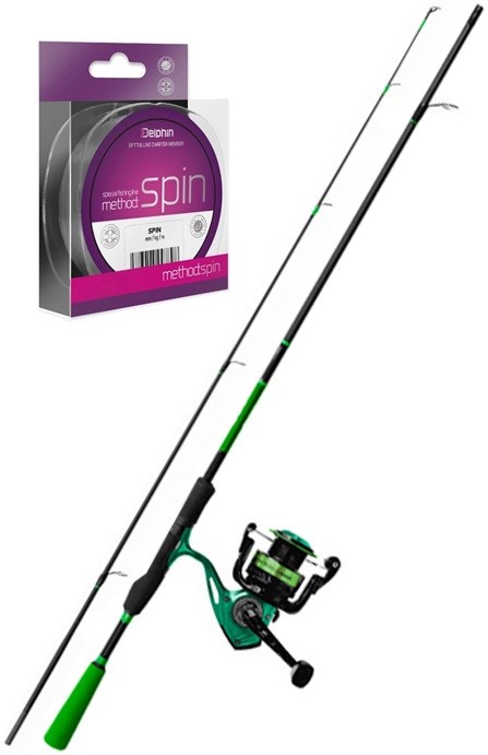 Štap Delphin WASABI Spin + Rola ELIXIR 2T + Najlon Method Spin 1,80m 30gr