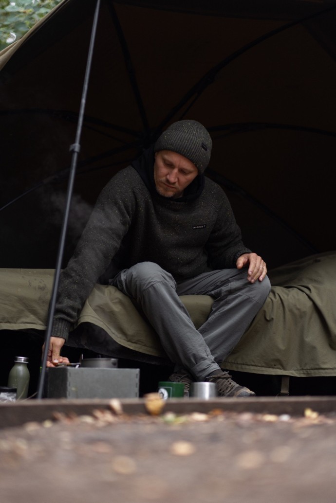 Svetr Korda Mindset Fisherman Knitted Sweater Dark Olive