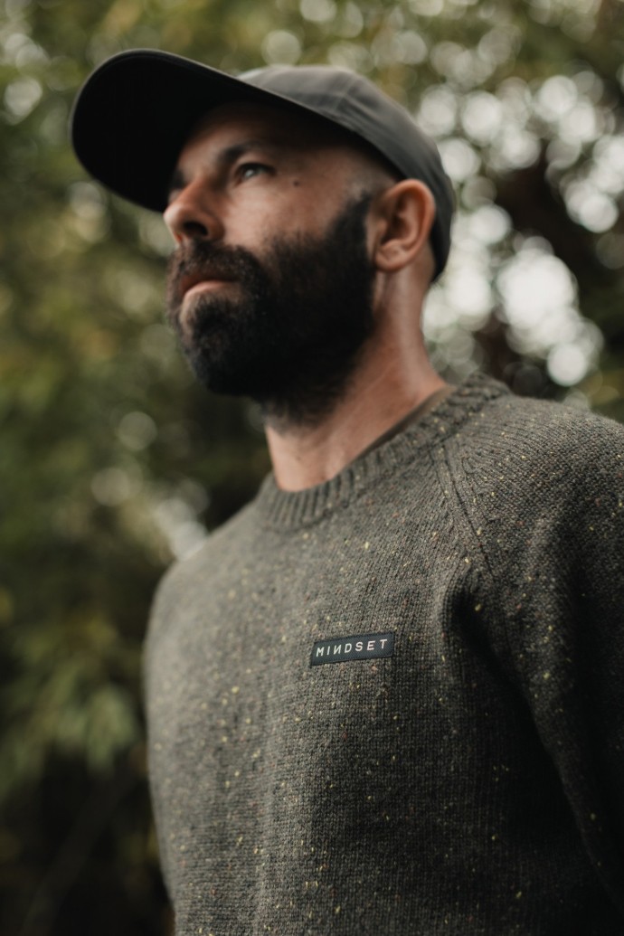 Svetr Korda Mindset Fisherman Knitted Sweater Dark Olive