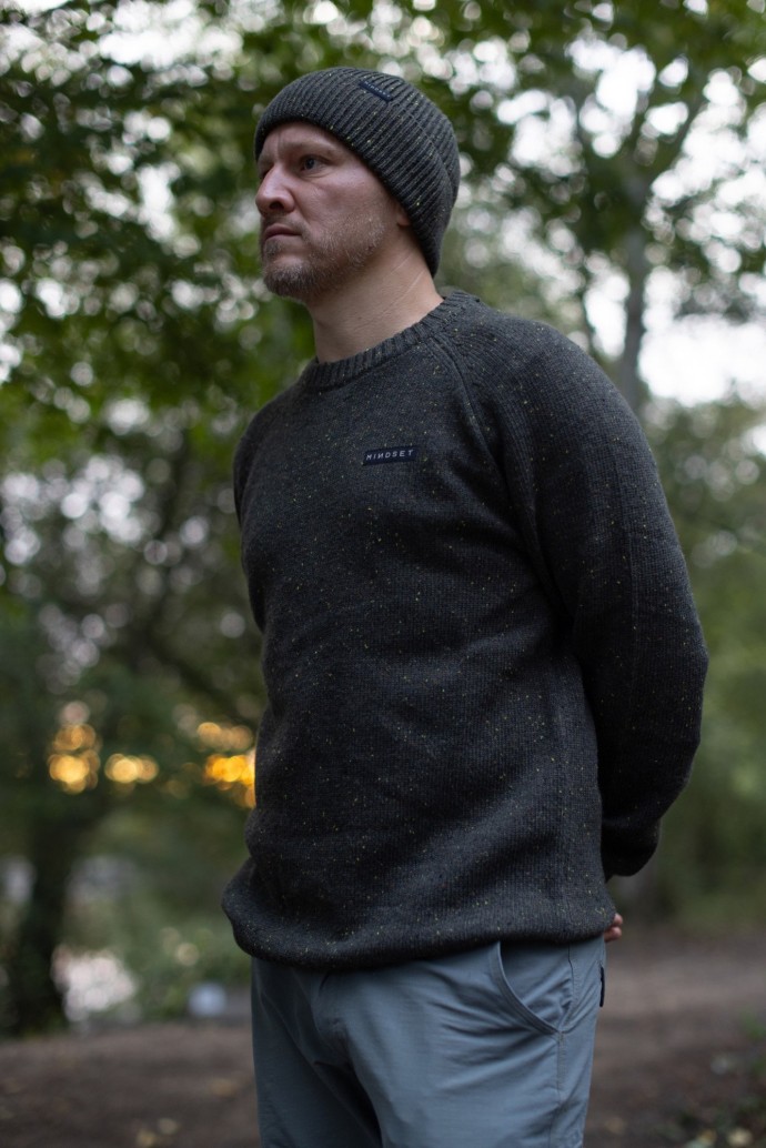 Svetr Korda Mindset Fisherman Knitted Sweater Dark Olive