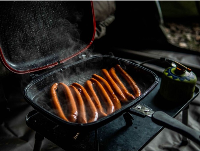 Tava za kuhanje Giants Fishing Eazi Pan Large + Set pribora za jelo od nehrđajućeg čelika