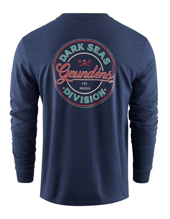 Tričko Grundéns Dark Seas X Grundens Instinctive LS T-Shirt Dark Navy