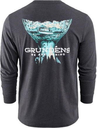 Tričko Grundéns Salmon Tailscape LS T-Shirt Heather Charcoal