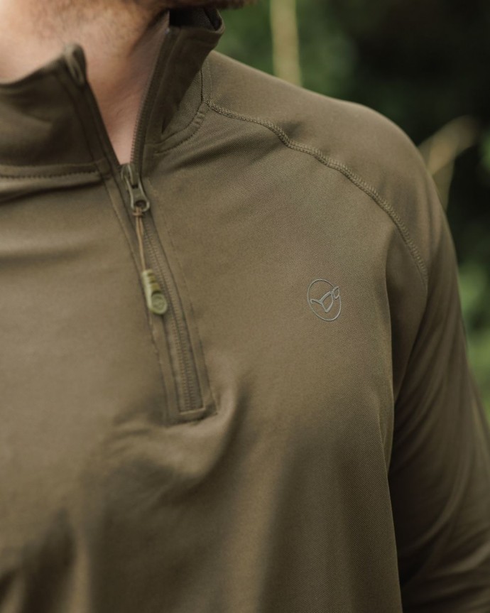 Tričko s Dlhým Rukávom Korda UPF Zip Jersey Dark Olive