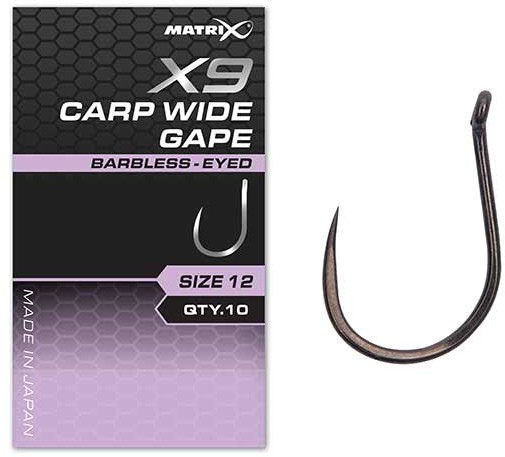 Udica Matrix X9 Carp Wide Gape Barbless - Eyed