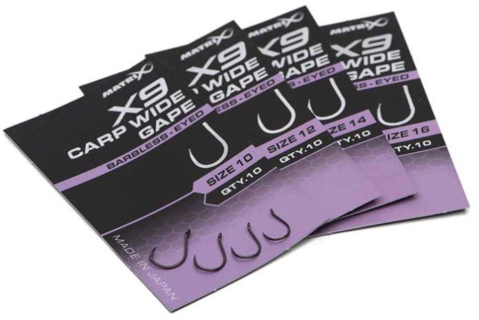 Udica Matrix X9 Carp Wide Gape Barbless - Eyed