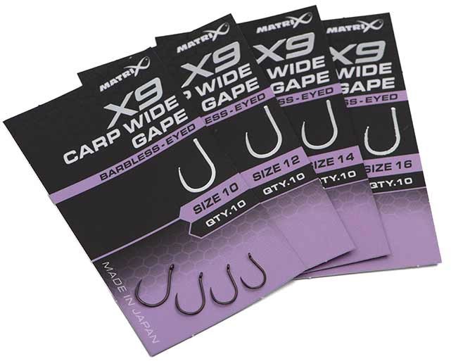 Udica Matrix X9 Carp Wide Gape Barbless - Eyed