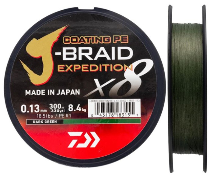 Upredenica Daiwa J-Braid X8 Expedition Dark Green 300m