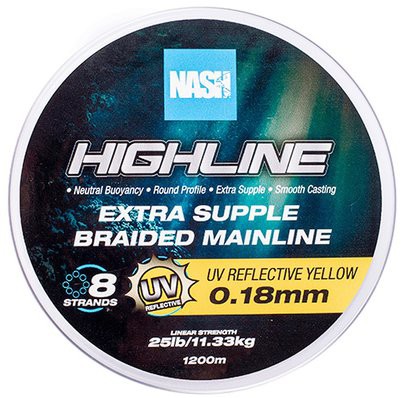 Upredenica Nash Highline Extra Supple Braid UV Yellow 1200m