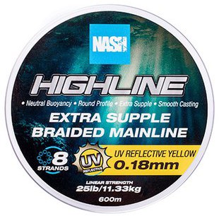 Upredenica Nash Highline Extra Supple Braid UV Yellow 600m