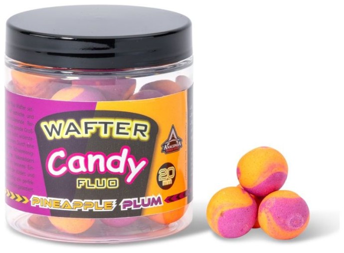 Vybalansirane boilies Anaconda Wafter Candy Fluo Pineapple-Plum