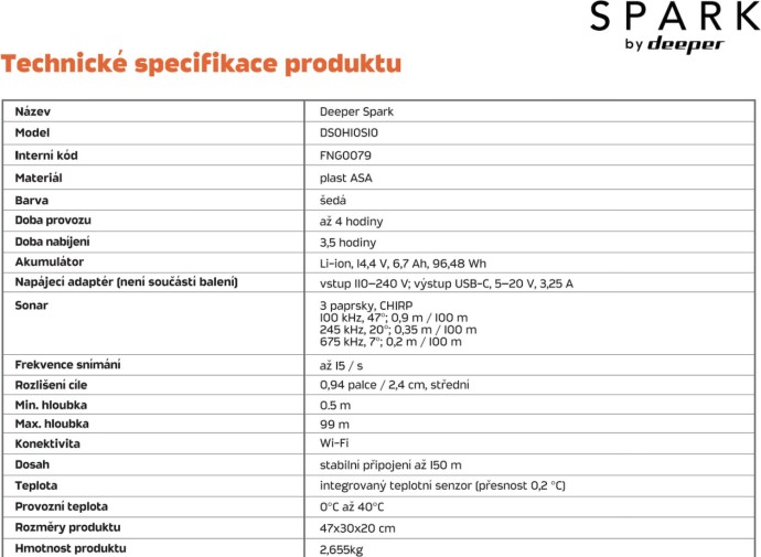 Zavážecí čamac Deeper Spark