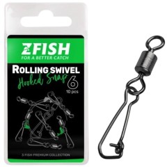 10kom - Vrtilica Zfish Rolling Swivel & Hooked Snap