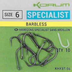 10ks - Háček Korum Barbless Xpert Specialist Hook Velikost 16