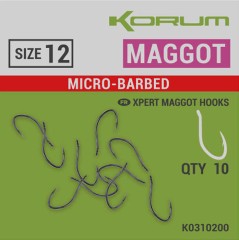 10ks - Udice Korum Xpert Maggot Hooks Micro-Barbed