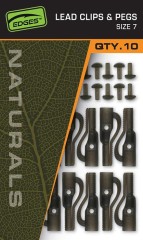 10ks - Závěsky Fox Edges Naturals Lead Clips & Pegs Size 7