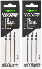3kom - Gotova Montaža Korda Kable Leadcore Leader QC Swivel 50cm