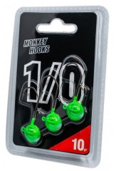 3kom - Jigova Glava Monkey Lures MNKY Zeleno-Bijela 1/0