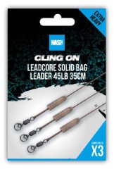 3ks - Koncová Montáž Nash Cling On Leadcore Solid Bag Leader 45lb 35cm